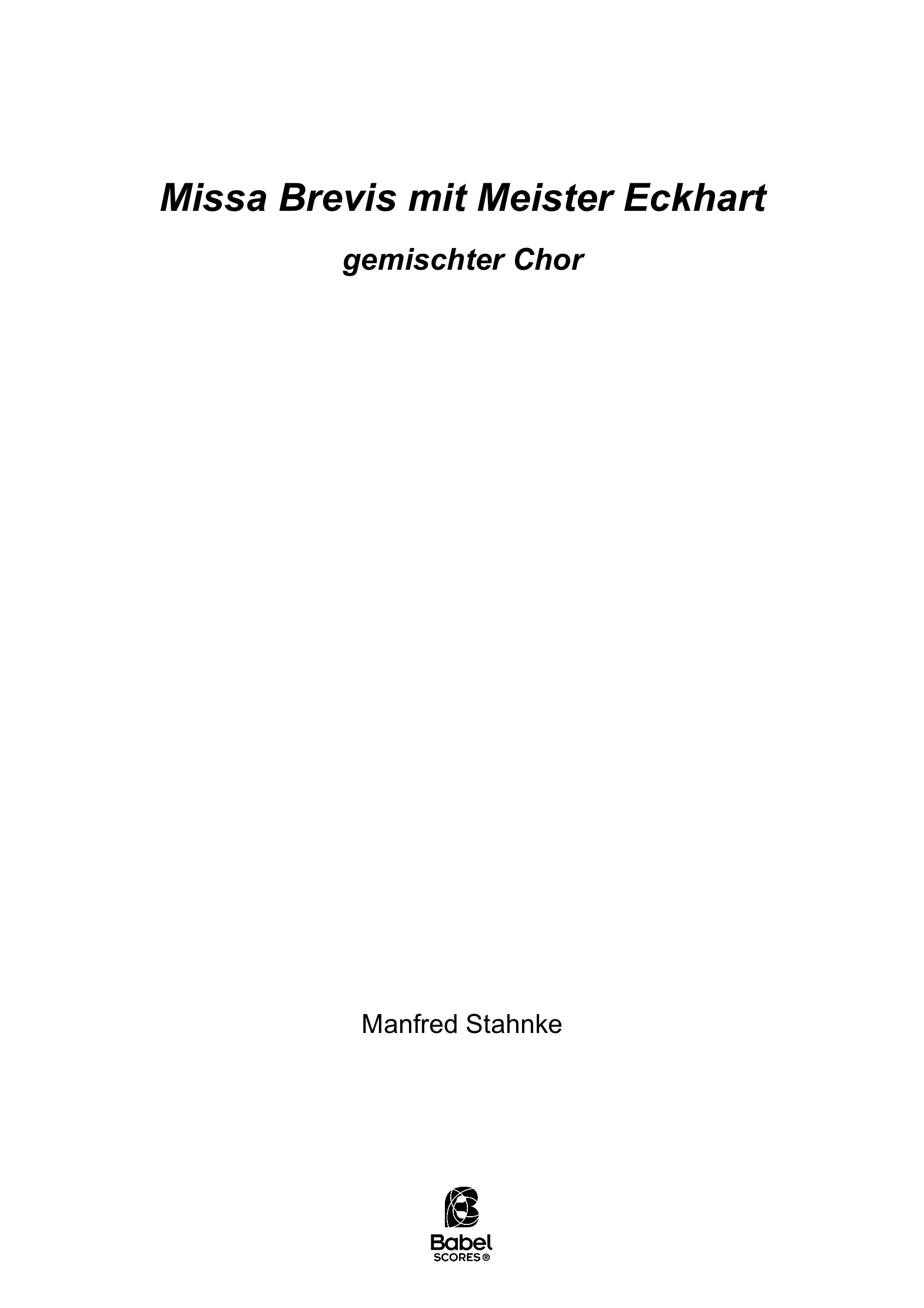 missa brevis with meister eckhart A4 z 2 262 1 911